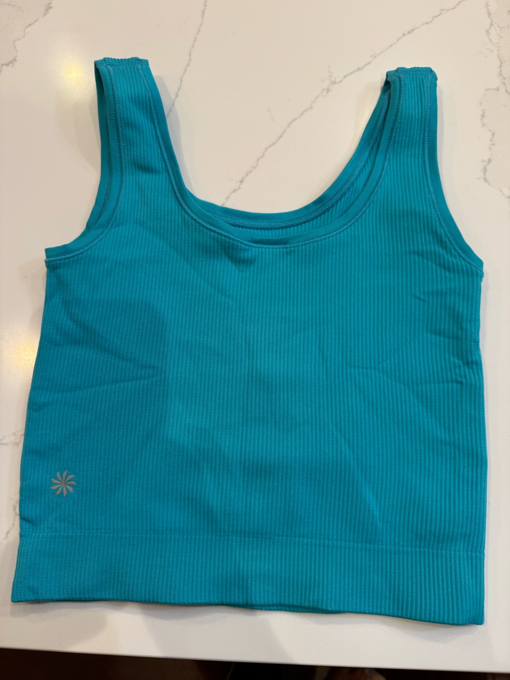 Athleta Ribbed Tank Top Teal Blue
